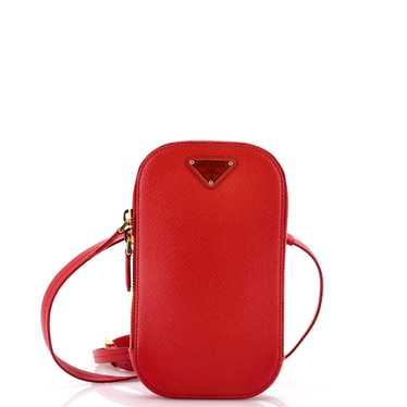 PRADA(プラダ)正規品/関税送料込み Logo phone holder cross bag Prada triangle-logo Leather Phone Case | Black | FARFETCH