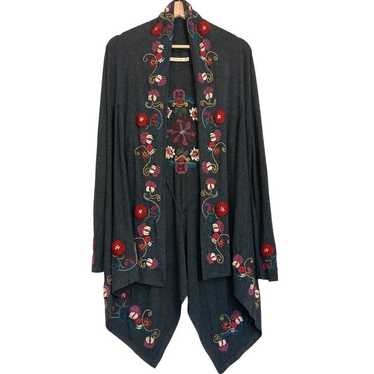 Caite Embroidered Open Front Waterfall Bohemian Du