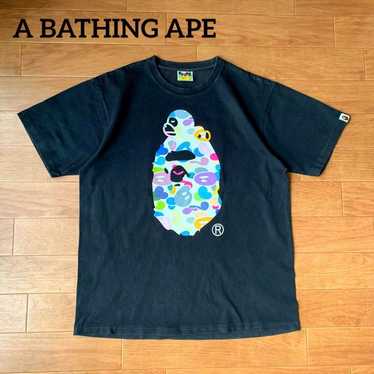 A Bathing Ape Multi Rainbow Camo White Logo T Shirt Size