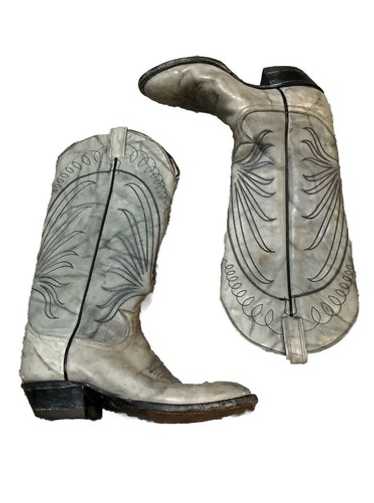 靴 vintage tony lama gray long boots Tony Lama Cowboy Boots Mens 7 1/2D Antelope Gray & Navy 8056