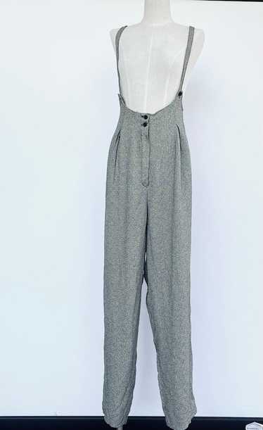 1980s Gray Jumpsuit Overalls Suspenders Large