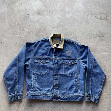 Leather Collar Denim Work Jacket - Gem