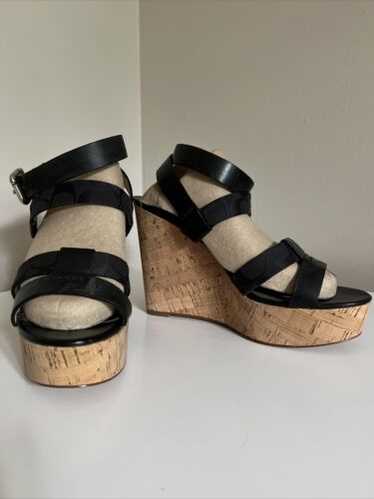 靴 Coach Peeptoe Logo Fabric Wedges (Black) Best Deals for Coach Peep Toe Wedges | Poshmark