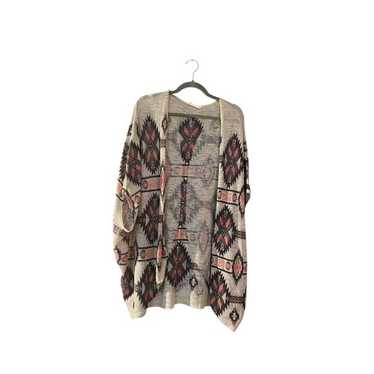 Blushed Open Knit Aztec Open Front Sweater 2XL Sou