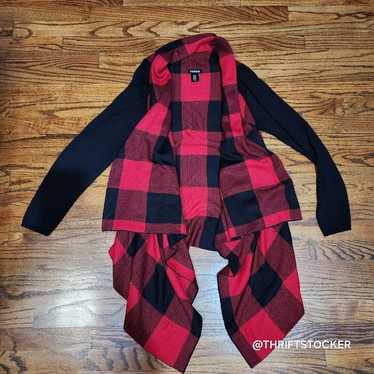 Torrid Plaid Drape Front Cardigan Size L