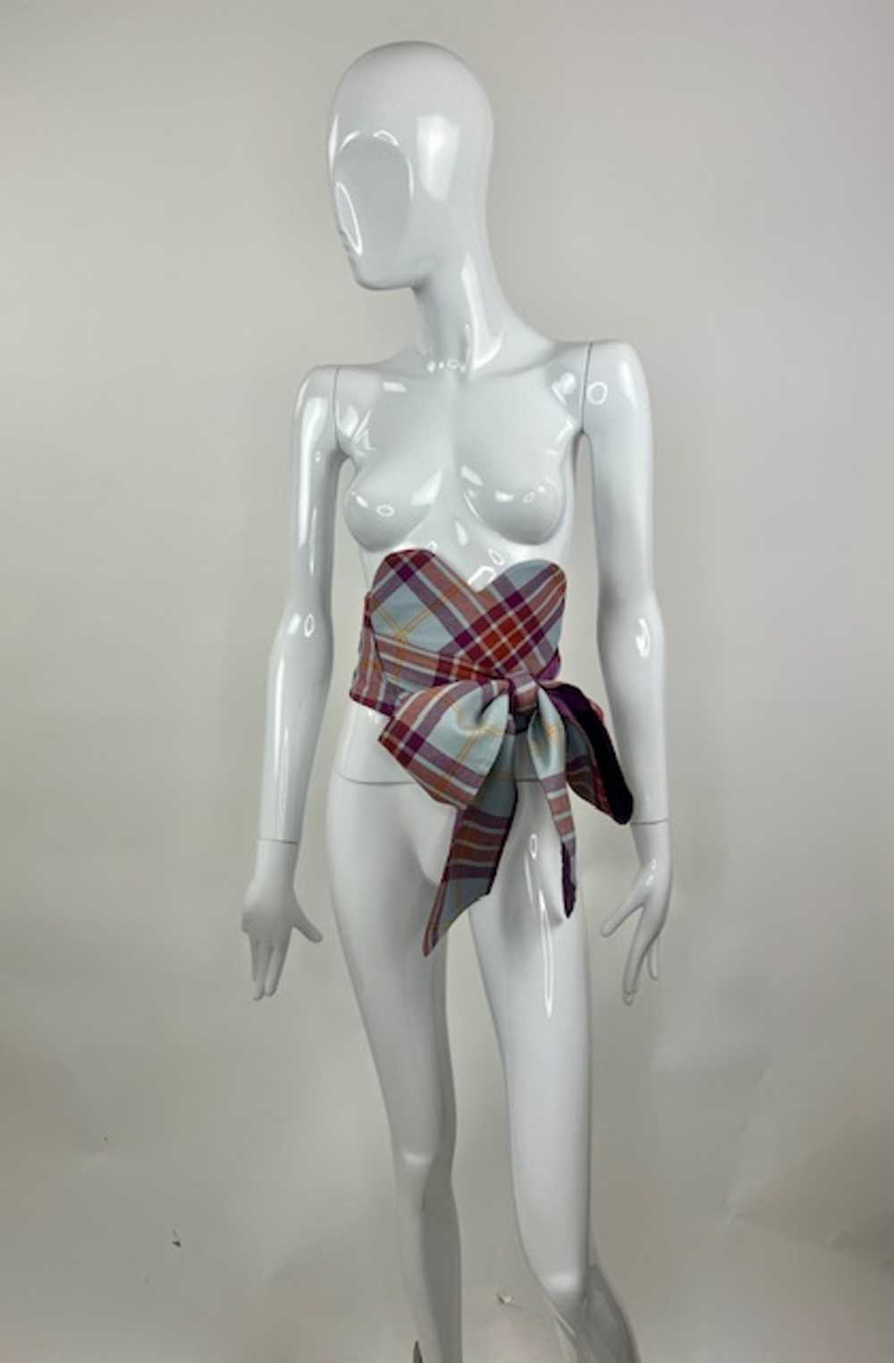 Vivienne Westwood Blue & Lavender Tartan Heart Obi Belt