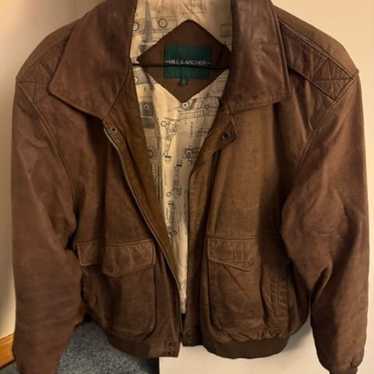【90's HILL&ARCHER suede jacket 40 size】 Hill Archer Jacket Mens 44 Brown Suede Leather Bomber