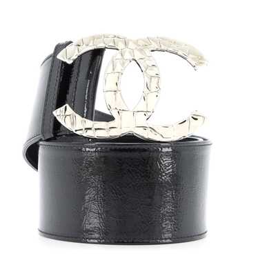 CHANEL CC Logo Belt Patent Extra Wide