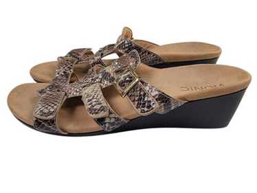 Vionic Radia Snakeskin Wedge Sandals Womens Size 8