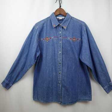 Vintage 90s Vanderbilt Denim Shirt Size M Button D