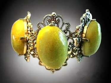 Vintage Signed MIRACLE Bracelet With Colorful Faux Agate