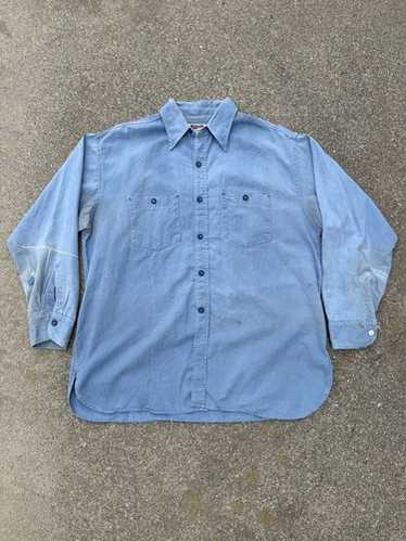 Vintage shirt, 1940s work shirt, 1940s chambray shirt… - Gem Vintage shirt, 1940s work shirt, 1940s chambray shirt… - Gem