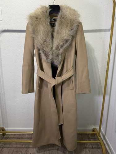 未使用級ZARA MANTECO イタリア キャメル ベルテッド ガウンコート ZARA Woman Manteco Wool Blend Long Coat with Lapel Collar