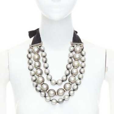 Lanvin/Pearl＆bijoux necklace/France LANVIN FAUX PEARL AND RIBBON NECKLACE | nikkibradford