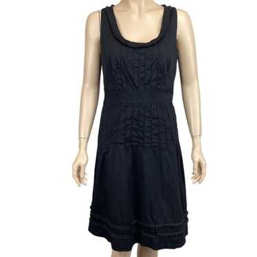 Tory Burch black pintuck pleated ruffled trim slee