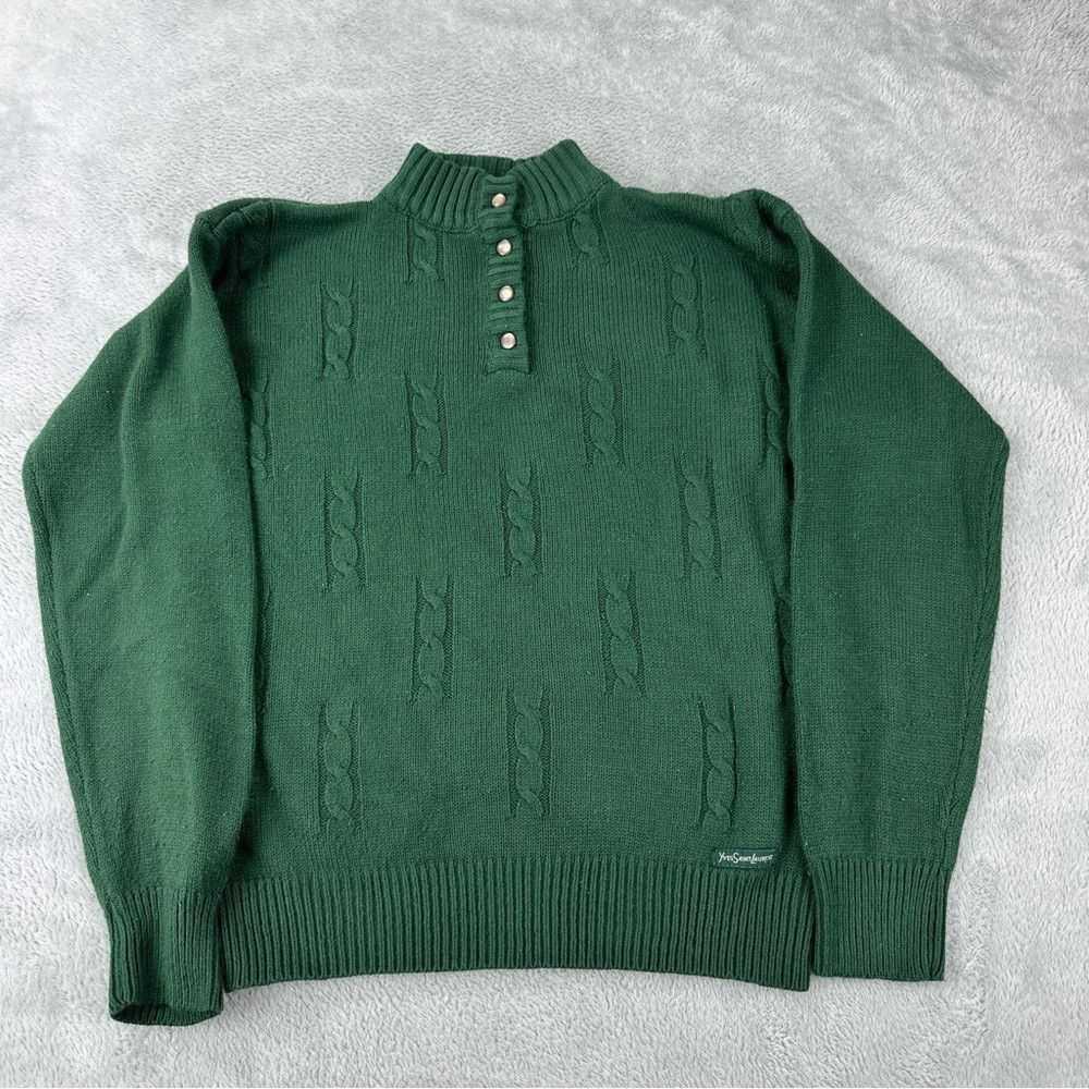Yves Saint Laurent Vintage Yves Saint Laurent Cable Knit Buttoned Mock Neck Sw