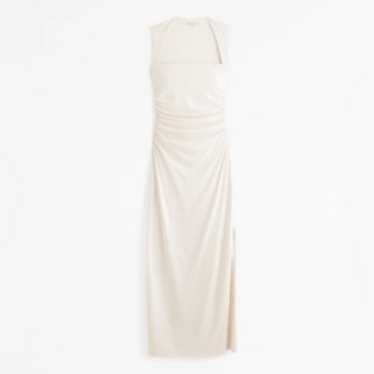 Abercrombie & Fitch Cream Ruched Halter Gown
