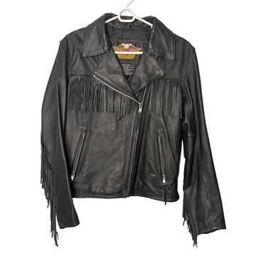 ジャケット・アウター vintage HARLEYDAVIDSON fringe design Vintage HARLEY DAVIDSON Womens Leather Black Fringe
