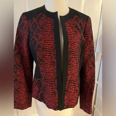 Kasper Red & Black Open Front Jacket
