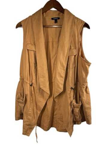 Torrid Linen Drape Front Vest Size 1 Biscuit