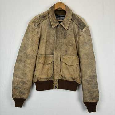 ジャケット・アウター 80s Schott suede leather bomber jkt Schott Suede Leather bomber Jacket Blouson Men Size 42 Brown