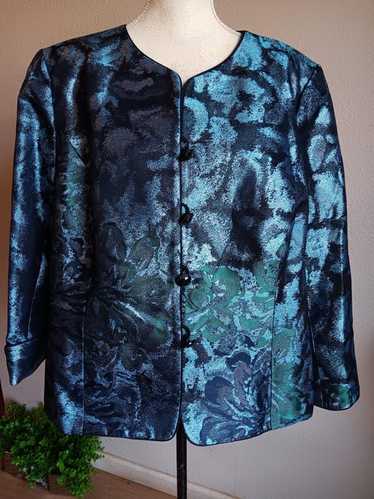 Kasper vintage Blazer Metallic Aquamarin and Black