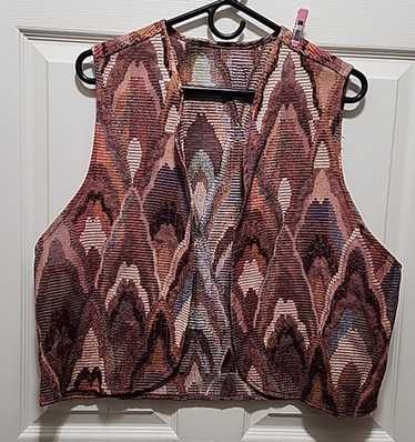 Vintage Beeline Fashions Woven Tapestry Vest Multi