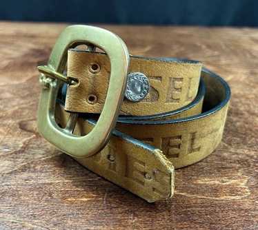 小物 DIESEL archive studs lether belt brown Vintage leather diesel belt - Gem