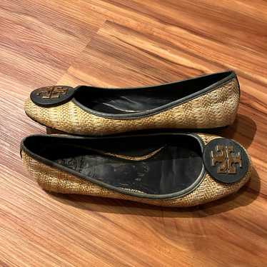 Tory Burch Reva Natural Straw Woven Raffia Ballet 