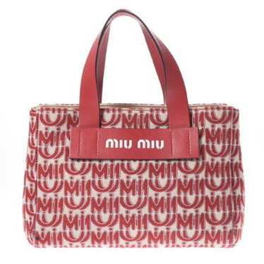 ハンドバッグ MIU MIU 5BG231_2IBC_F061W CANVAS AND LEATHER BAG Beige/dark Brown Ivy Canvas And Leather Bag | Miu Miu