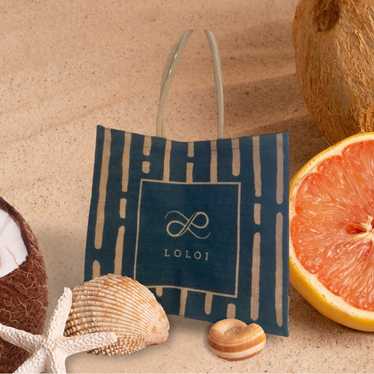 Loloi Jute / Burlap Blue Green Tote Bag