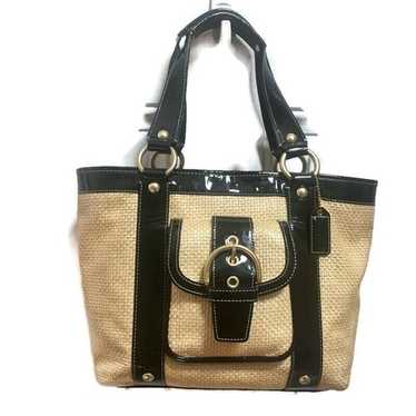 バッグ Coach y2k Legacy Tote Bag Straw Leather Coach | Bags | Vintage Coach Y2k Black Natural Legacy Straw