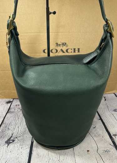 極美品 Rare Coach Duffle Sac XL Lime Green Vintage Coach XL bucket duffle 9085 plus matching wallet in