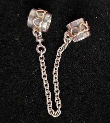 PANDORA パンドラTwo Tone Heart Safety チェーン Pandora Safety Chain Gold Hearts Two Tone Retired Pandora