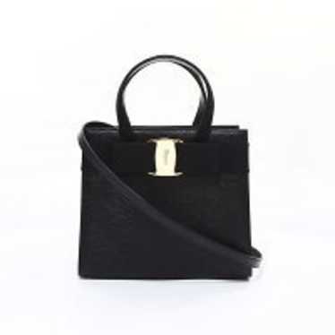 Salvatore Ferragamo Rose Lizard Handbag Black