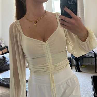 Elegant Cream Ruched Blouse