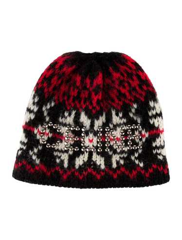 Accessories | Celine Embroidered Knit Wool Beanie Off White