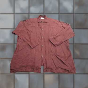 flax FLAX Womens Brown Linen Shirt Long Sleeve Ove