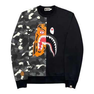 BAPE x Undefeated Tiger Shark Half Full Zip Hoodie Black