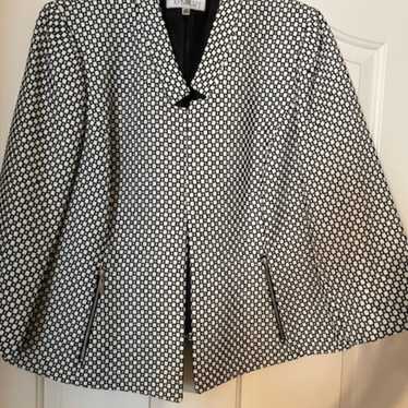 Kasper Open Front Black & White Jacket