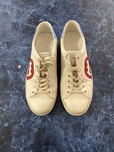 【Gucci】 Aceレザートリム GGスニーカー GUCCI Ace レザー スニーカー ウォータースネークトリム 刺繍