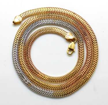 WOW Unisex 17.5" 18K Yellow, Rose & White Gold Ext