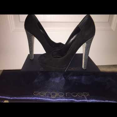 靴 Sergio Rossi Black suede pumps 100mm Godiva Pump Black- Suede Pump Heels – Sergio Rossi