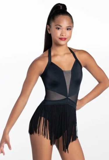 Weissman Balera dance costume black LUSTRE FRINGE… - image 1