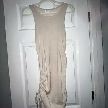 Cream Sleeveless Ruched Dress