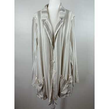 Torrid Womens Linen Blend Striped Blazer Relaxed F