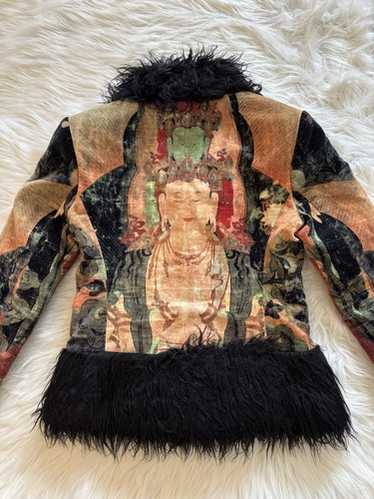 ヴィヴィアンタム　チベットラム　毛皮　ロングマフラー　ショール　ベージュ Vivienne tam with fur - Gem