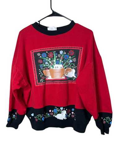 Vintage Spumoni Sweatshirt Womens Medium White Cats Kittens