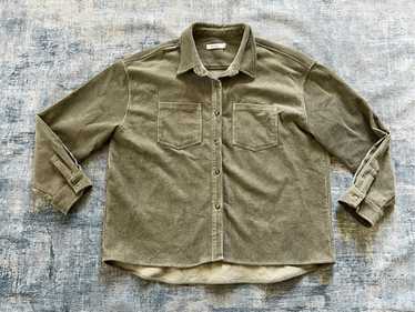 Mod Ref Olive Green Corduroy Button Front Shirt Ja