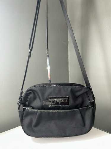 green round leather bag
